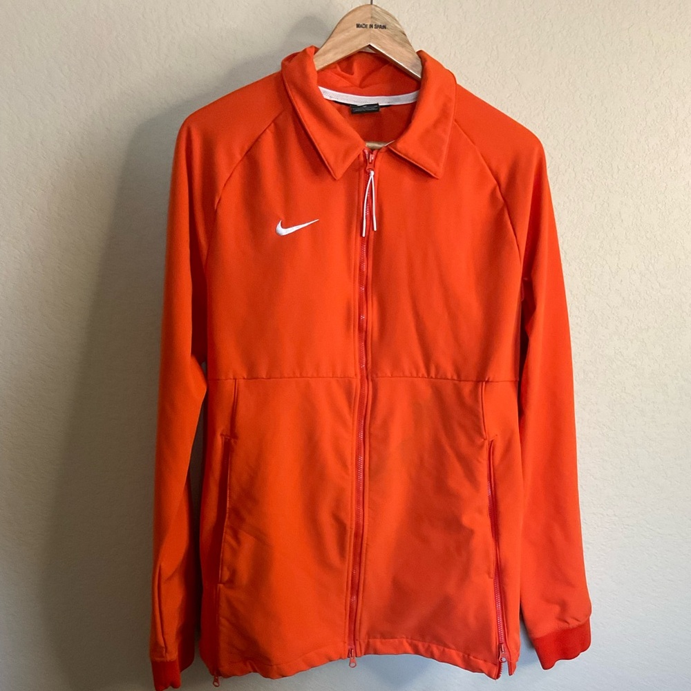 Nike Men’s Small Orange Full Zip Track Jacket Dri-FIT Athletic Training Mock Nec